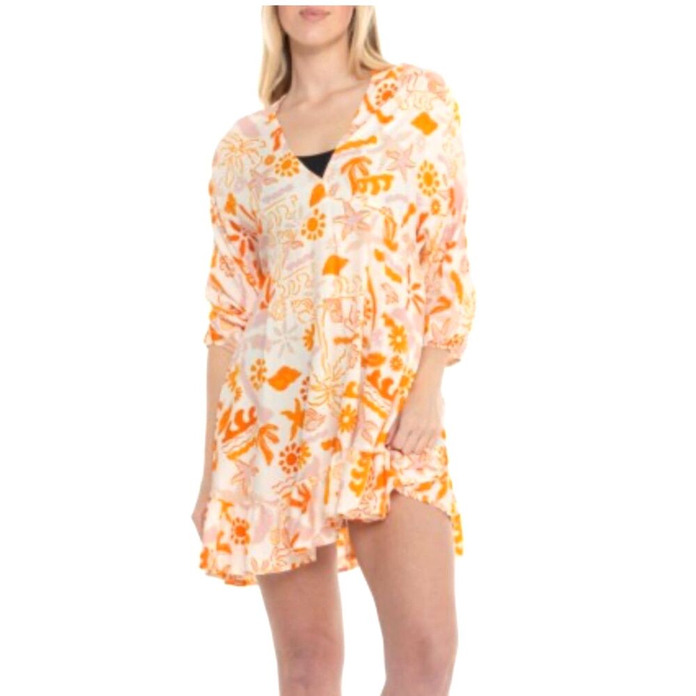 Label of Love Anthropology Rayon, Flowy, Floral, Resort Ruffle Hem Short Dress S